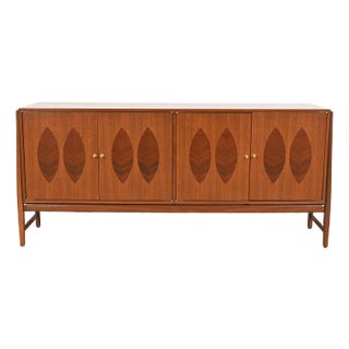 Kipp Stewart for Calvin Furniture Mid-Century Modern Walnut and Rosewood Sideboard Credenza, Newly Refinished For Sale
