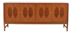 Kipp Stewart for Calvin Furniture Mid-Century Modern Walnut and Rosewood Sideboard Credenza, Newly Refinished