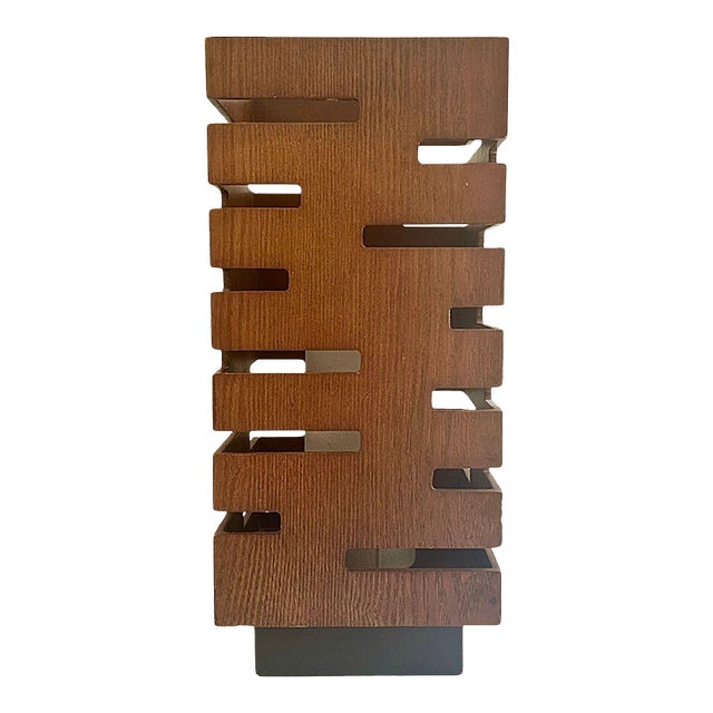 1970s Frank Lloyd Wright Inspired Wood Lamp For Sale