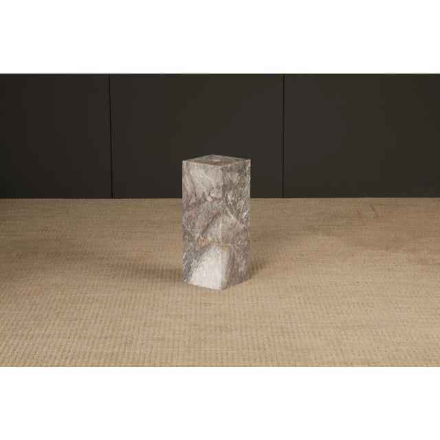 1980's Post-Modern Pink and Grey Exotic Marble Column Pedestal For Sale - Image 11 of 15
