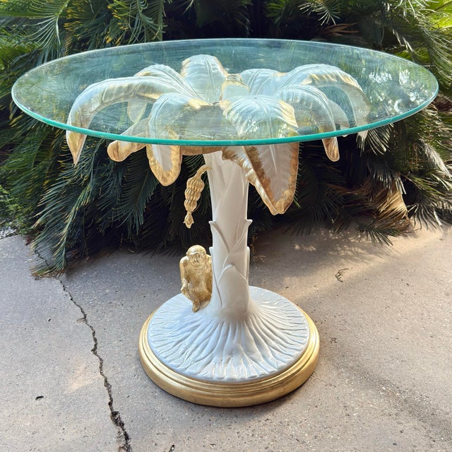 Postmodern Late 20th Century Palm Beach Regency Parcel Gilt Monkey and Palm Tree Dining Table -Newly Painted For Sale - Image 3 of 12