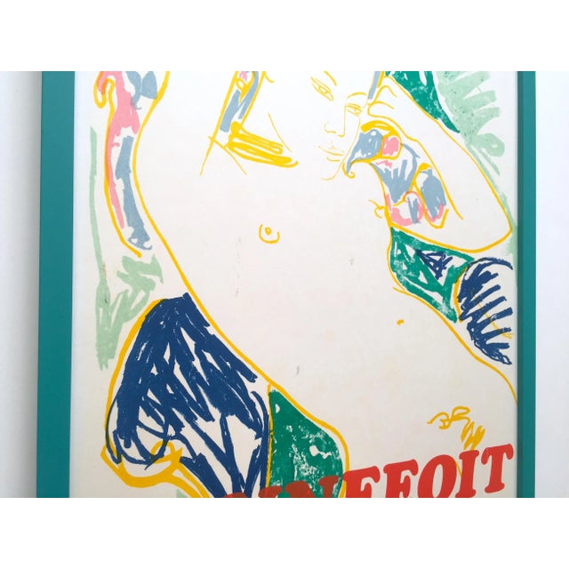 1970s Alain Bonnefoit Vintage 1972 Silkscreen Print Framed Collector's Italian Exhibition Poster " Femme Nue Allongee " For Sale - Image 5 of 13