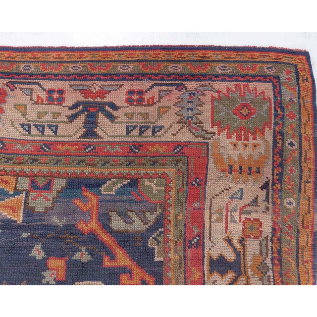 Blue Antique Turkish Oushak Rug For Sale - Image 8 of 9