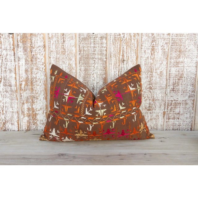 Tisha Antique Indian Folk Lumbar Pillow For Sale - Image 9 of 9
