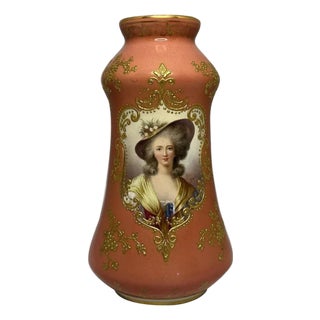 Antique Royal Bonn Portrait Vase: Hand-Painted Gold Gilt Rococo Vase, Signed For Sale