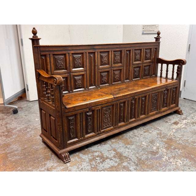 Gothic Gothic Revival Hall Bench/Settee, 19th Century For Sale - Image 3 of 12