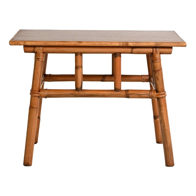 Bamboo and Wood Coffee Table, 1960s For Sale