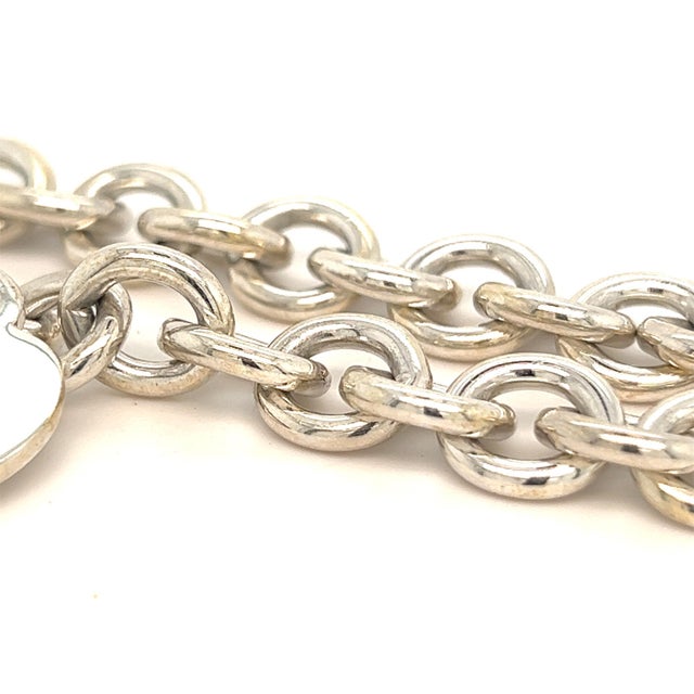 1990s Tiffany & Co Estate Bracelet with Heart Charm Sterling Silver 7" For Sale - Image 9 of 9
