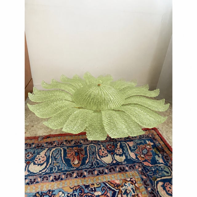 2020s Contemporary Venetian Sunflwer Murano Glass Green Flush Mount For Sale - Image 5 of 7