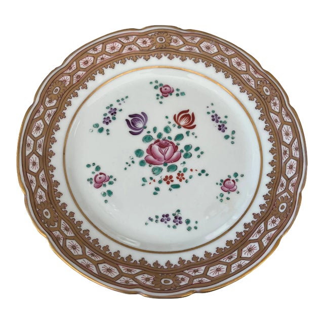 1920s Samson Chinese Export Style Floral Plate With Gold Trim For Sale