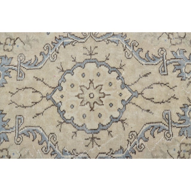 Rug & Kilim 1960s Boho Decor Oushak Handmade Wool Neutral Carpet For Sale - Image 4 of 11