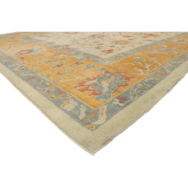 Contemporary Turkish Oushak Rug with Modern Style, Orange Oushak Rug 10'10 x 15'01. This hand knotted wool contemporary...