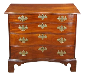 Antique American Chippendale Serpentine Mahogany Bachelors Chest of Drawers