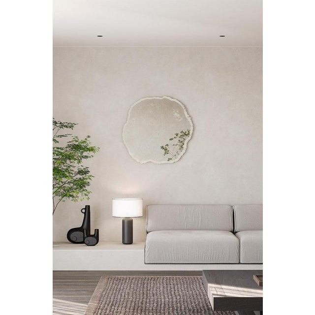 Natural-Shaped Frosted White Wood Edge Mirror Arbo Ice By Deknudt Mirrors Dimensions: 98 x 101 x 3 cm Materials: Mirror...
