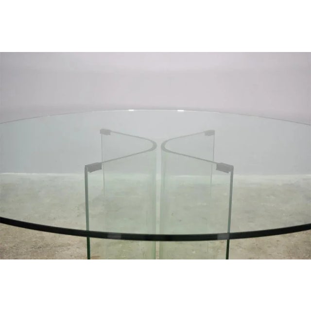 Glass Tempered Glass Round Table, 1980s For Sale - Image 7 of 8