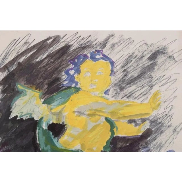 Contemporary Nina Kleivan, Composition with Putto, 1988, Gouache on Paper For Sale - Image 3 of 8