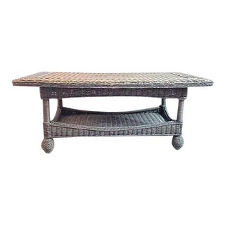 Nantucket Style Wicker Coffee Table For Sale