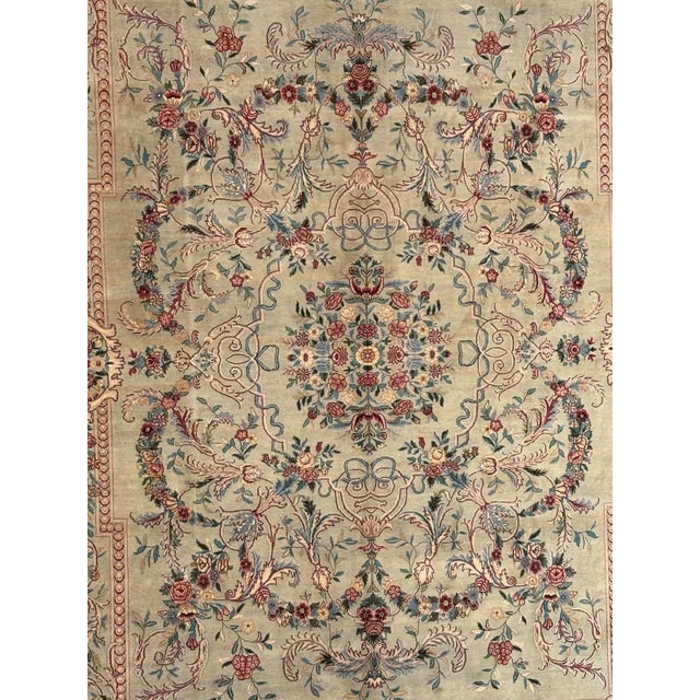 Wool pile French Sevannery Style rug hand woven in Pakistan by a master weaver-