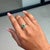 English 18k Gold Natural Pear Cut Emerald and Diamond Halo Engagement Ring Size 4 For Sale - Image 3 of 17