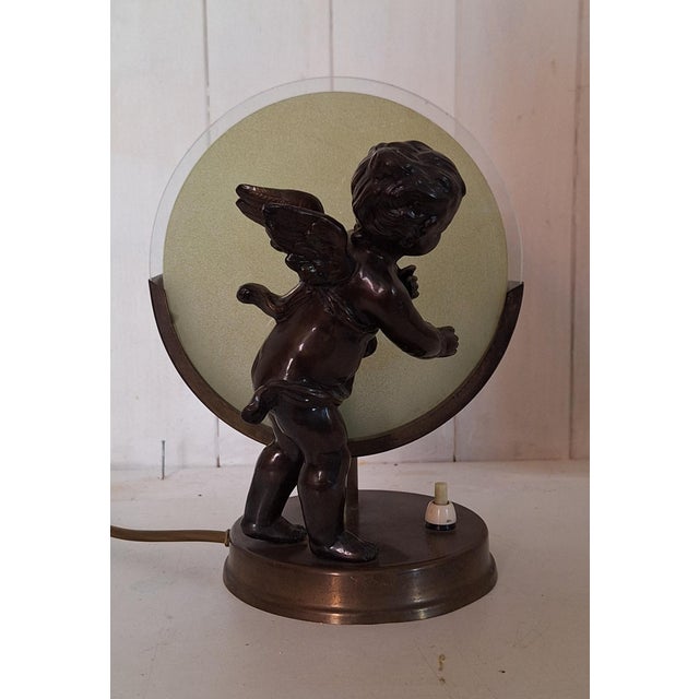 Antique Angel Slhouette Table Lamp with Brass Base, 1920, in Very Good conditions. Designed 1920 to 1949 European Plug (up...