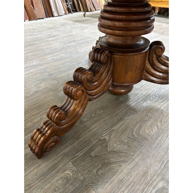 Antique French Renaissance Revival Victorian Renaissance Solid Oak Dining Table For Sale - Image 16 of 18