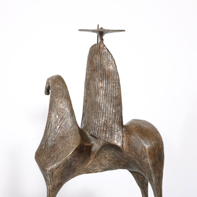 Mid-Century Bronze Signed Gloria Ellies Stylized Horseman Sculpture Edition 4/6 For Sale In New York - Image 6 of 17