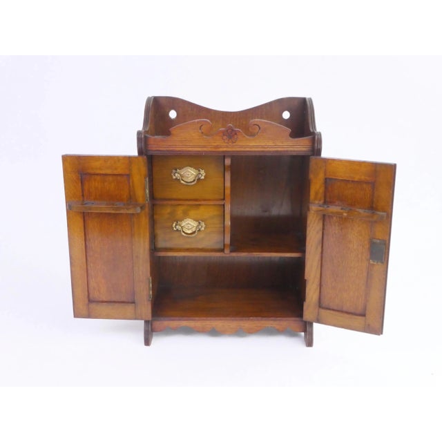 Small Antique Carved Wooden Wall Cabinet with Floral Details, 1920s For Sale - Image 6 of 8