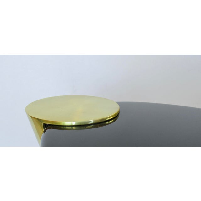 C.1980's Leon Rosen for Pace International Collection Black High Gloss Lacquer & Brass Side/Drinks Table For Sale - Image 11 of 18