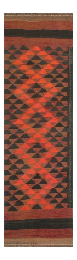 1950s Vintage Kilim Red Orange Hand-Woven Area Rug