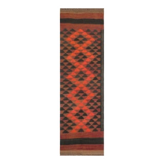 1980s Vintage Kilim Red Orange Hand-Woven Area Rug For Sale