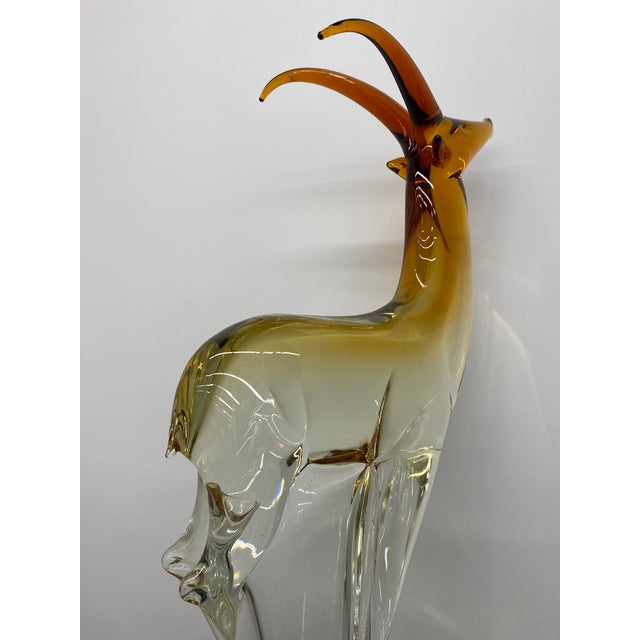 1950s Salviati Murano Hand Formed Italian Glass Red Amber Antelope For Sale - Image 11 of 12