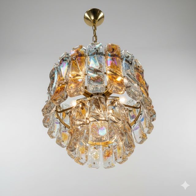 1960s 1960s Unique Italian Iridescent Murano Glass Chandelier by Vistosi For Sale - Image 5 of 8