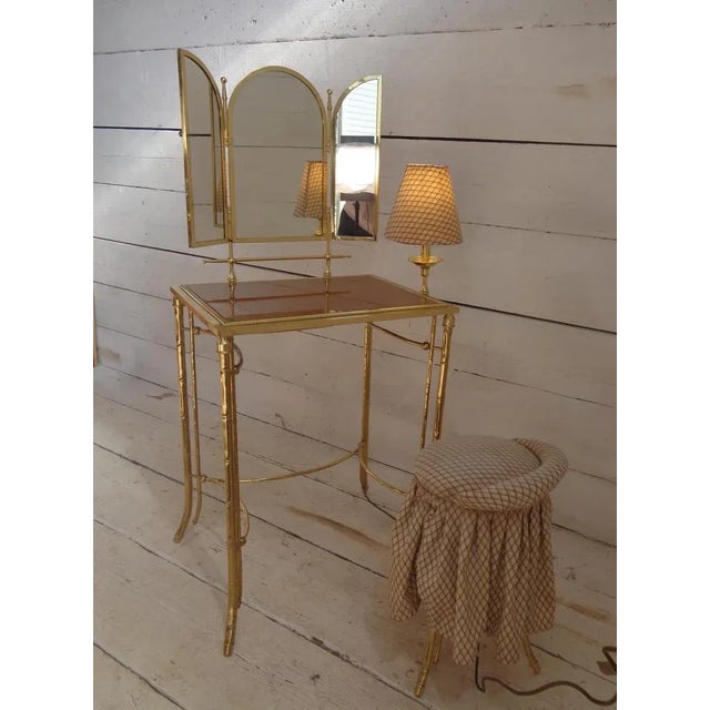 1950s Dressing Table and Seat in Faux Bamboo, 1950s, Set of 2 For Sale - Image 5 of 18