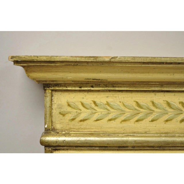 Antique Italian Neoclassical Giltwood Hand Painted 59" Trumeau Wall Mirror For Sale In Philadelphia - Image 6 of 12