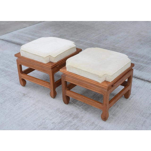 Mid Century Modern Upholstered Stacking Stools With Pull Out Tray For Sale In San Francisco - Image 6 of 13