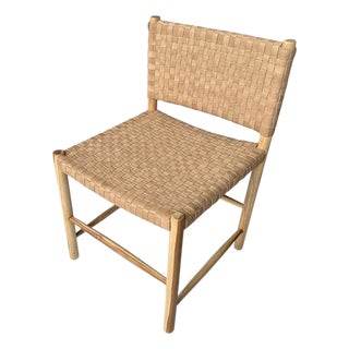Andrianna Shamaris Handwoven Minimalist Leather Chair For Sale