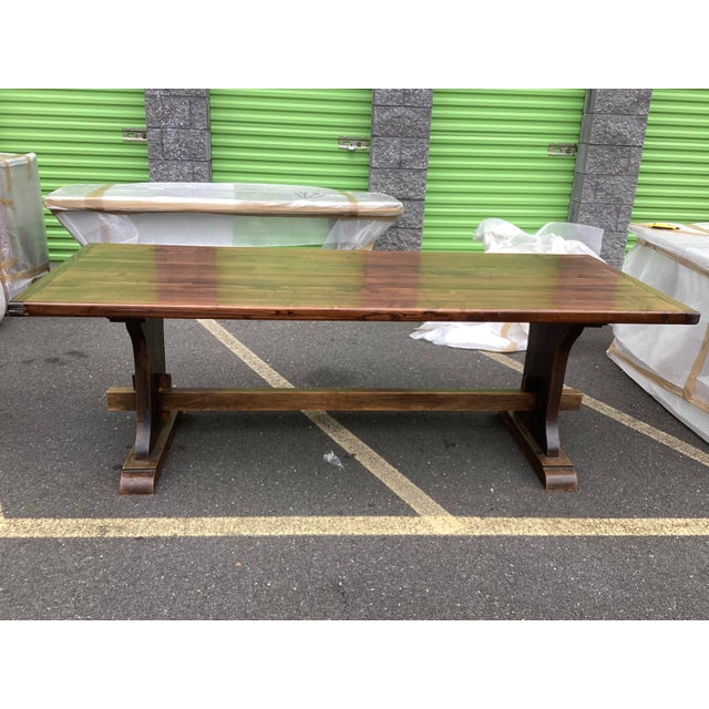 This French farmhouse is sold with 2 matching benches. Made of French oak, this table is the work of an artisan and...