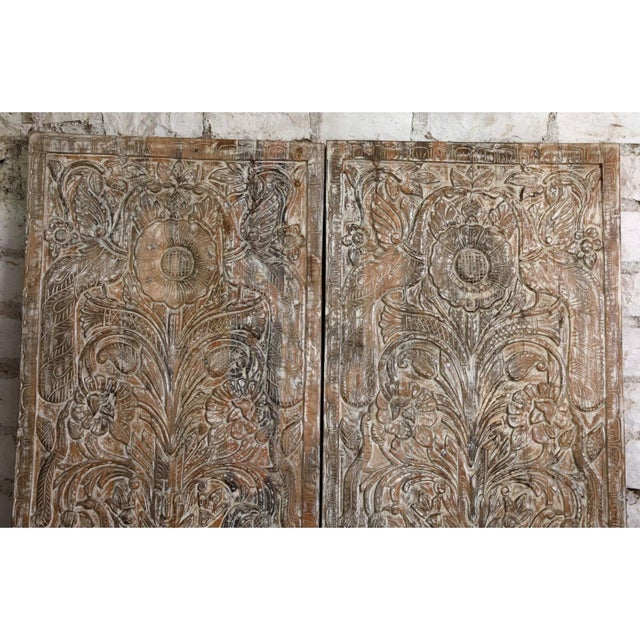 Mid-Century Modern Vintage Carved Wood Tree of Life Door – Whitewash Sliding Wall Art Panel 80x36 For Sale - Image 3 of 6