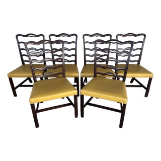 Antique Mahogany Ribbon Back Side Chairs - Set of 6 For Sale