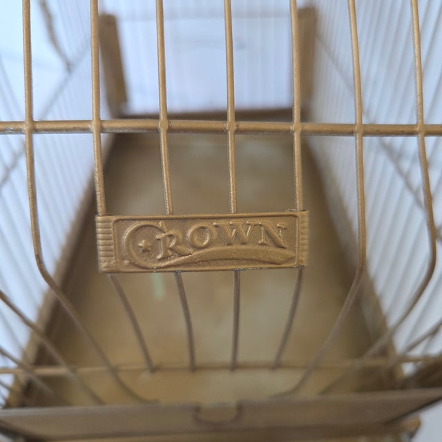 Early 20th Century Andrew Hendryx Antiqued Brass Stand W/ Crown Bird Cage For Sale - Image 10 of 10