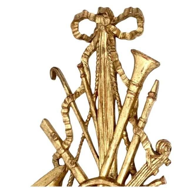 Early 20th Century Palladio Louis XV Giltwood Instrumental Wall Hanging For Sale - Image 5 of 8
