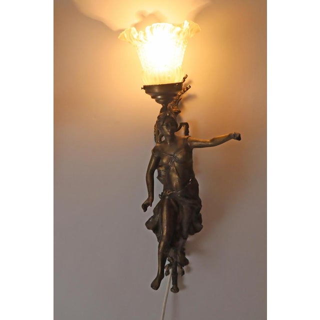 Art Nouveau Figural Wall Sconces of Sailor and Female Farmer, France, 1890, Set of 2 For Sale - Image 5 of 18