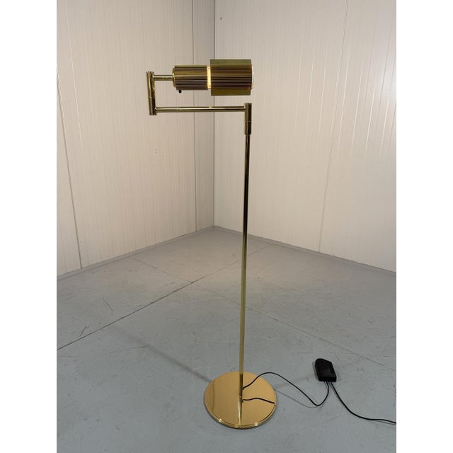 Floor lamp haloprofil 878hr by viktor frauenknecht for swiss lamps. brass stand rotatable and adjustable in width,...