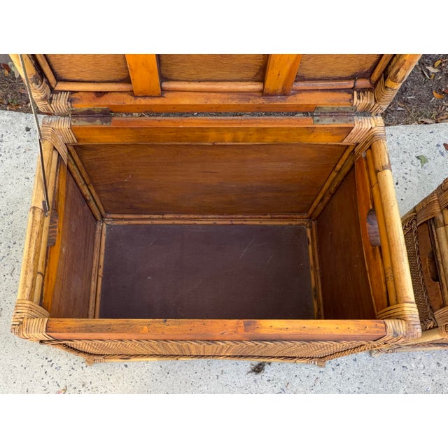 Pair Shabby Chic Rattan Trunks, Large and Small For Sale - Image 4 of 16