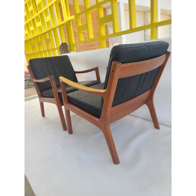 1960s Ole Wanscher France & Son Teak Leather Armchairs - A Pair For Sale - Image 5 of 14