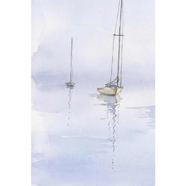 Not Yet Made - Made To Order Sailboat Wall Art, Minimalist Coastal Seascape Print, Soft Ocean Boat Art Print, 24″ × 36″ For Sale - Image 5 of 9