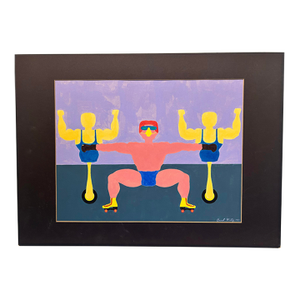 1980s Matted Acrylic on Paper by Chicago Imagist Errol Ortiz Called “Jack Nose.”