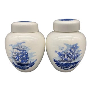 Vintage Coastal Ship Ginger Jars For Sale