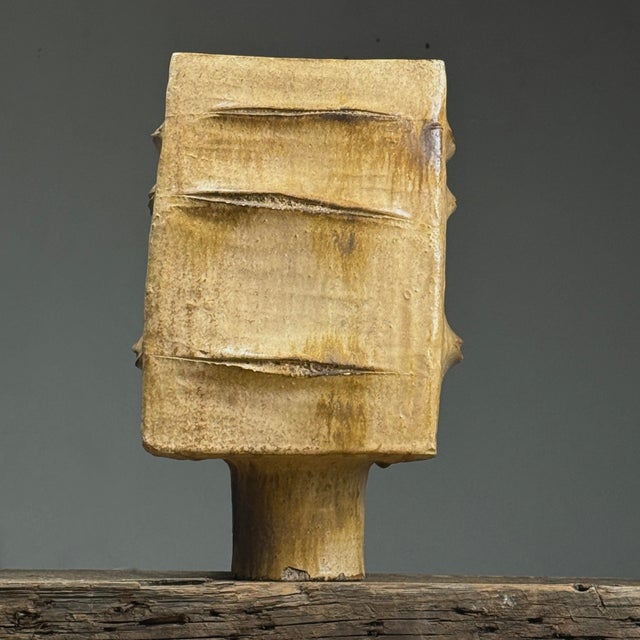 Vintage Monumental Brutalist Japanese Wood Fired Stoneware Vessel For Sale - Image 4 of 12