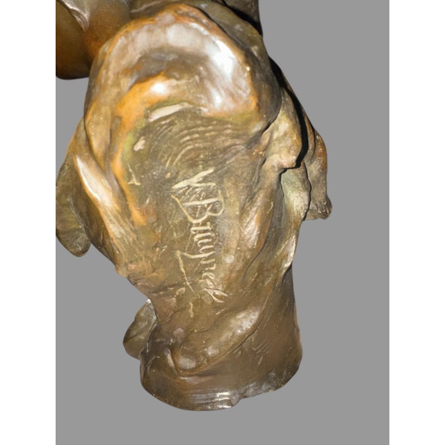 Antique French Victorian 22" Bronze Statue Sculpture of a Maiden v. Bruyneel For Sale - Image 10 of 12